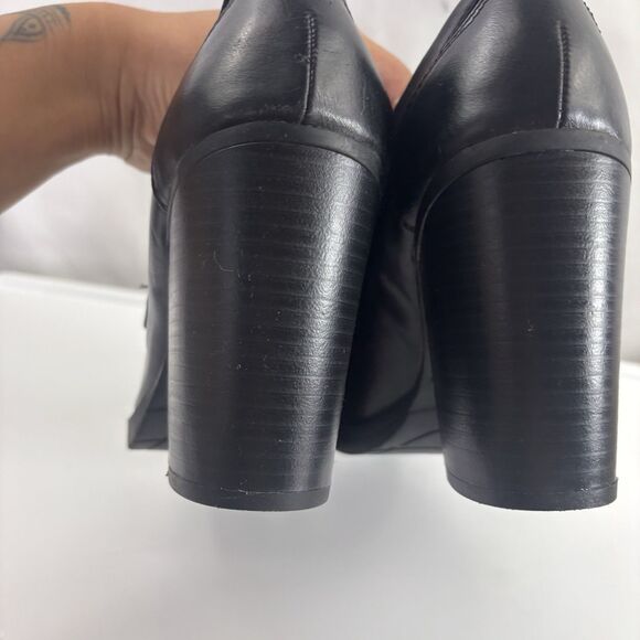 Y2K 90s Vintage Bongo Block Heel Platform Loafers Blk Leather Chunky 8.5 Grunge - Picture 8 of 15